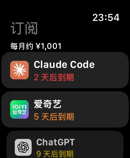 手表订阅列表